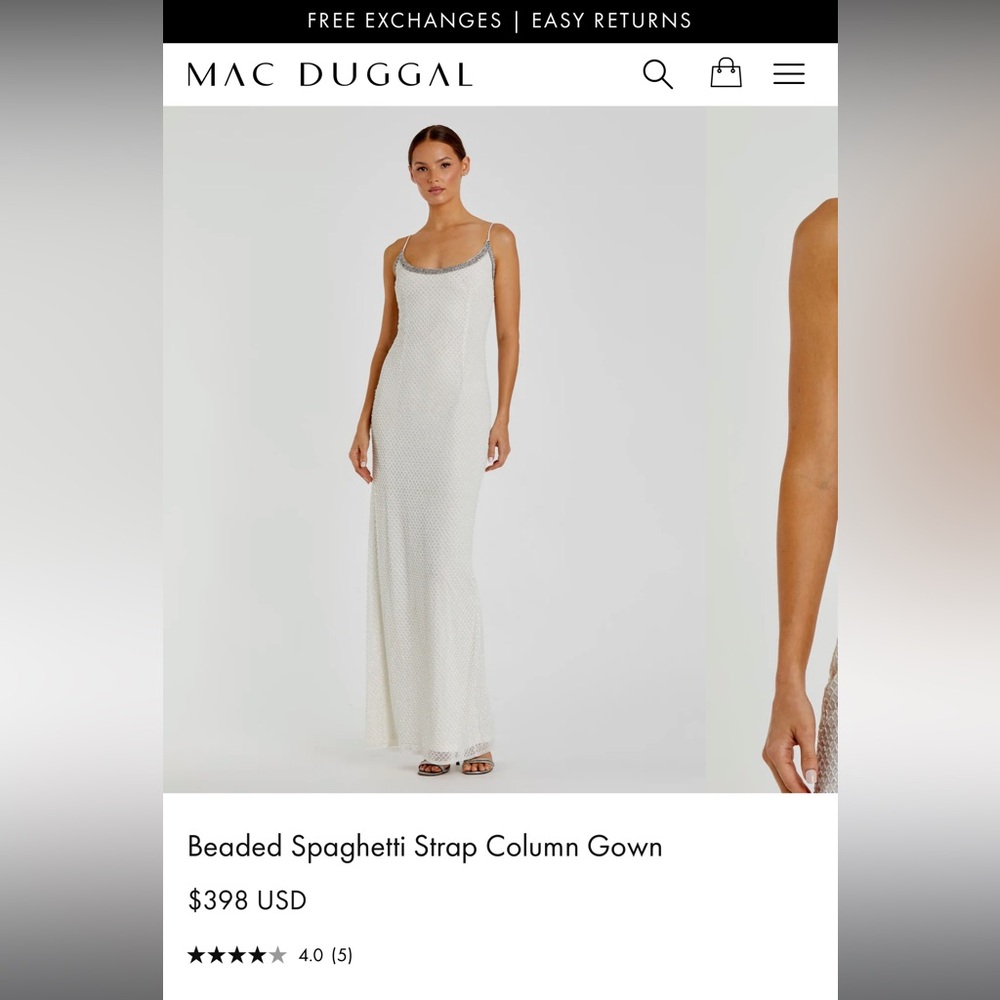 Beaded Spaghetti Strap Column Gown